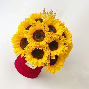 BOX GIRASOLES - ARREGLO FLORAL FLORES AMARILLAS