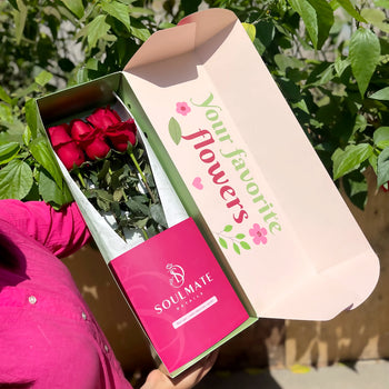 CAJA CLÁSICA - 6 ROSAS ROJAS FLORES