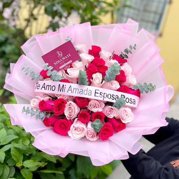 RAMO BUCHÓN 50 ROSAS MULTICOLOR - RAMOS FLORALES